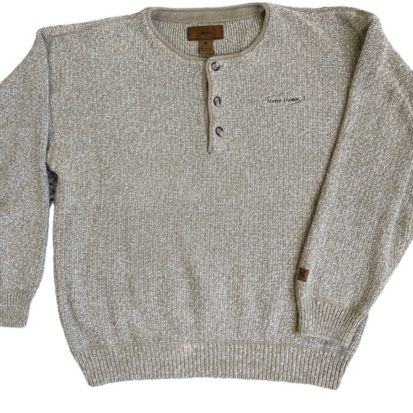 Vtg Gear for Sports 1/4 Button-up Knit Grandpa Sweater ‘Notre Dame’ Logo Sz L - Picture 4 of 16